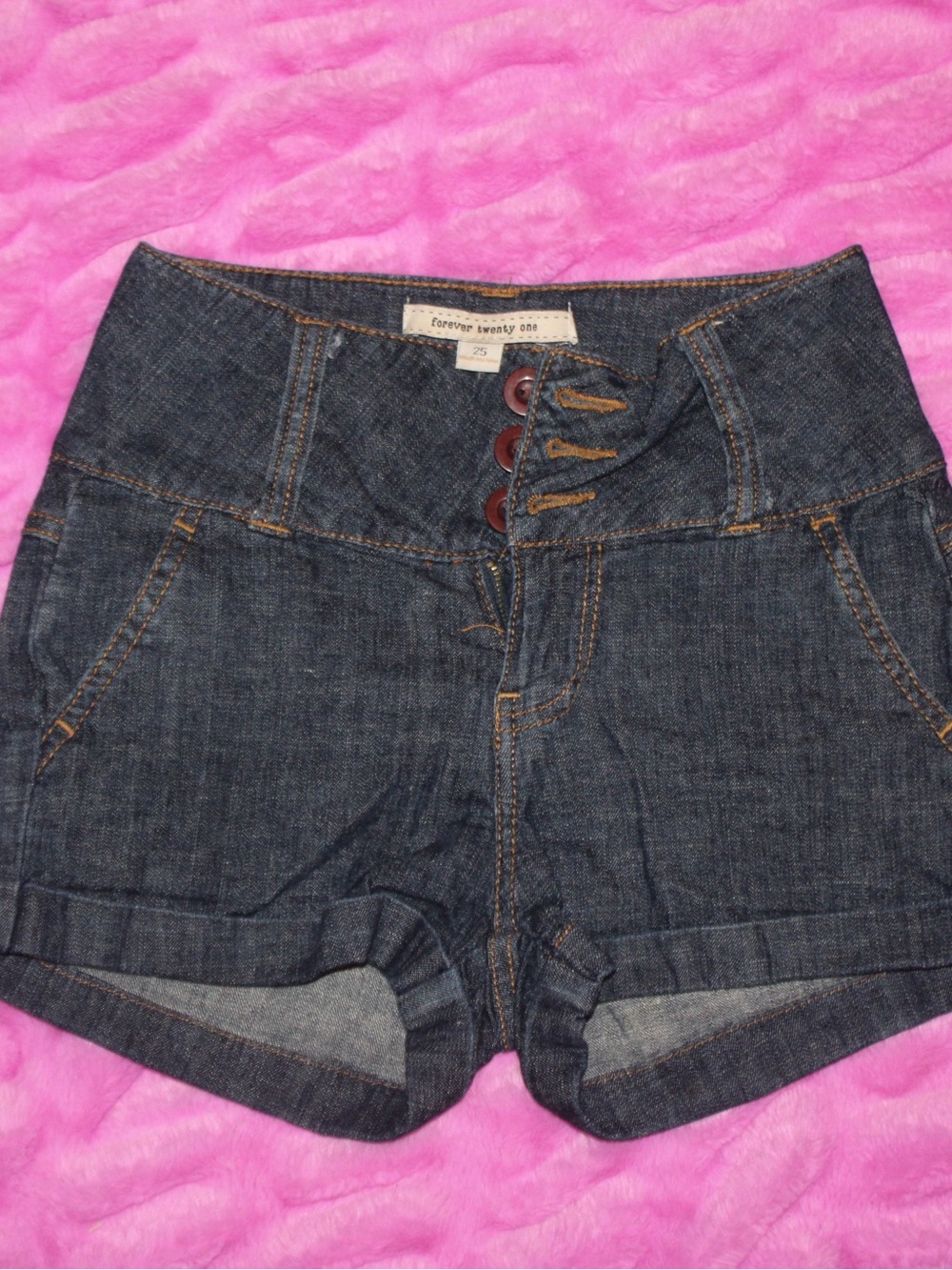 Forever 21 Dark Denim High-Waist Jean Shorts